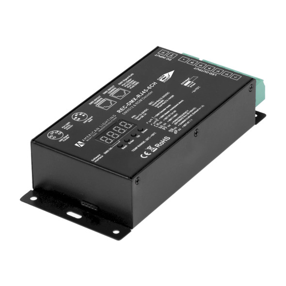 Proluxe 6CH DMX Decoder, RJ45/XLR5/Direct Wire, 12-24VDC, 6x6A Output, BlackProluxe 6CH DMX Decoder, RJ45/XLR5/Direct Wire, 12-24VDC, 6x6A Output, Black