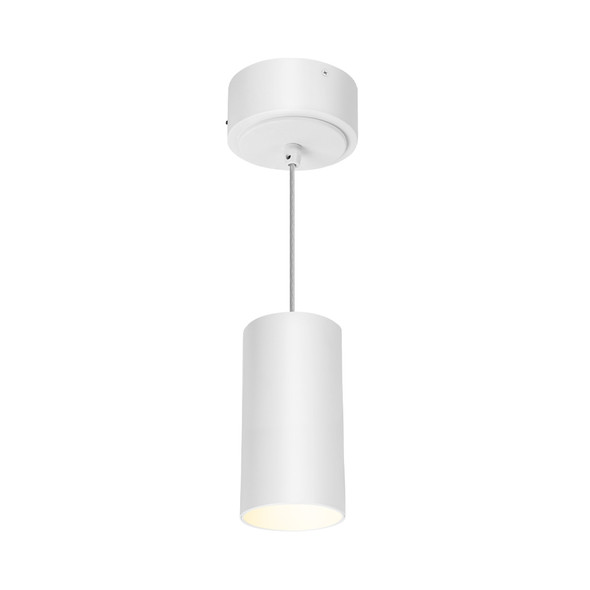 LED Pendant Light, 3" Cylinder Pendant, 22W, 1300lm, 120-277V, 5CCT Selectable 2700K-6000K, 90 CRI, 24° Beam, White, EM Battery Backup
