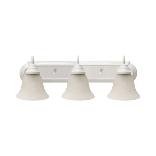 Euri Lighting LED Vanity Light, 27W, 120V, 2430lm, 2700K, 90 CRI, White Housing with Acided Glass Bells, Damp Rated, Dimmable