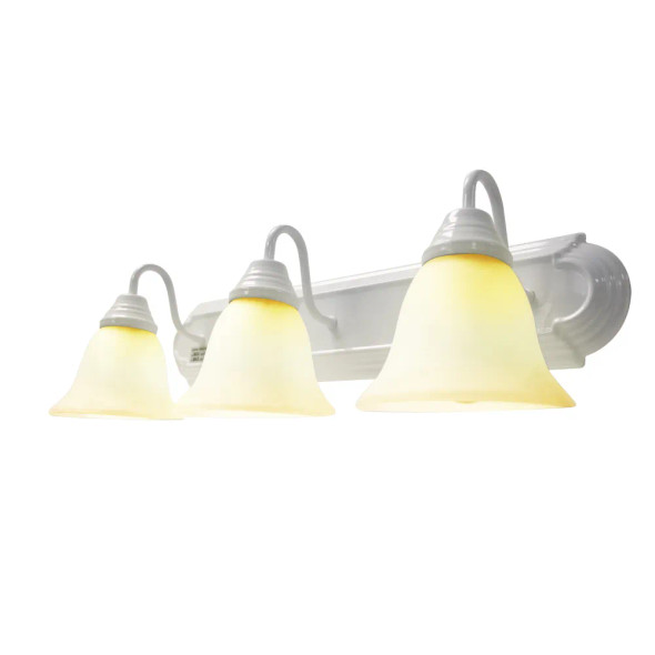 Euri Lighting LED Vanity Light, 27W, 120V, 2430lm, 2700K, 90 CRI, White Housing with Acided Glass Bells, Damp Rated, Dimmable