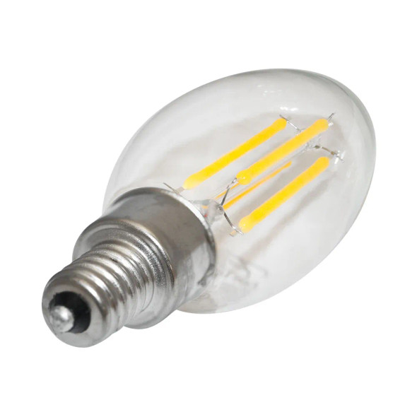 LED Filament Lamp, B10, 3000K, 5.5W, 120V, E12 Base, Clear Glass, Dimmable, Wet Rated, 4-Pack