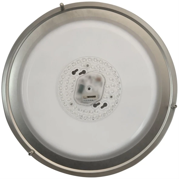 Sunlite 14" Decorative Flush Mount Ceiling Light, 1500 Lumens, 25W, 120V, 2700K/3000K/3500K/4000K/5000K, 90 CRI, Brushed Nickel, White Acrylic Lens