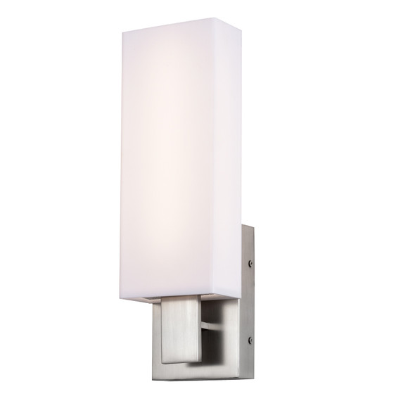 Sunpark W189D Wall Sconce, 15W, 120-277V, 1300 lumens, CCT Selectable 3000K/3500K/4000K/5000K, CRI >80, Satin Nickel