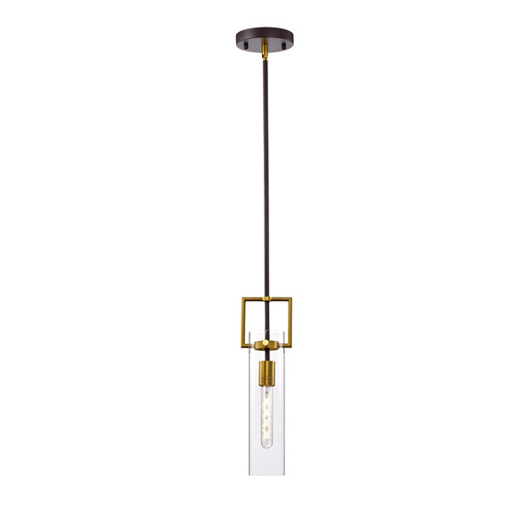 Sunpark Electronics P508D LED Pendant, 8W T10L LED Lamp, 120V, 2700K, CRI>80, 800 Lumens, E26 Base, Clear Glass Shade, Polished Copper/Oil Rubbed Bronze Finish