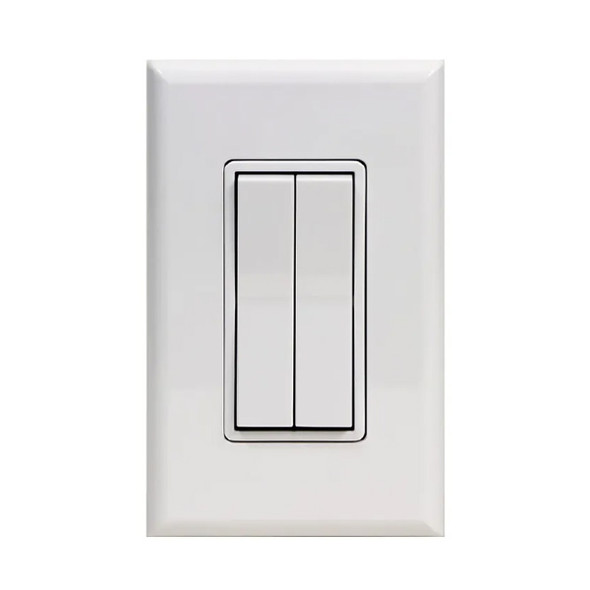 Wireless Self-Powered Dimming Wall Controller, Dual Rocker, Bluetooth BLE, Scene Control, White