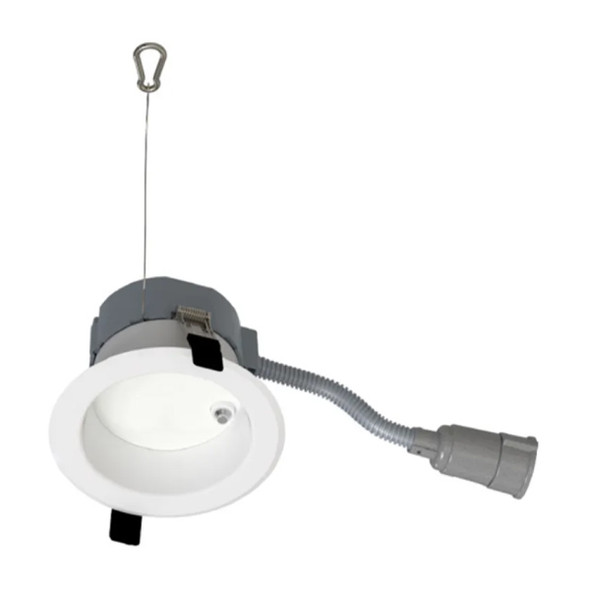 Retrofit Commercial Downlight with Emergency Battery Backup, 4", Lumen Selectable, Color Selectable 2700K|3000K|3500K|4000K|5000K, White Reflector/White Flange, Dual Dimming, 120-277V