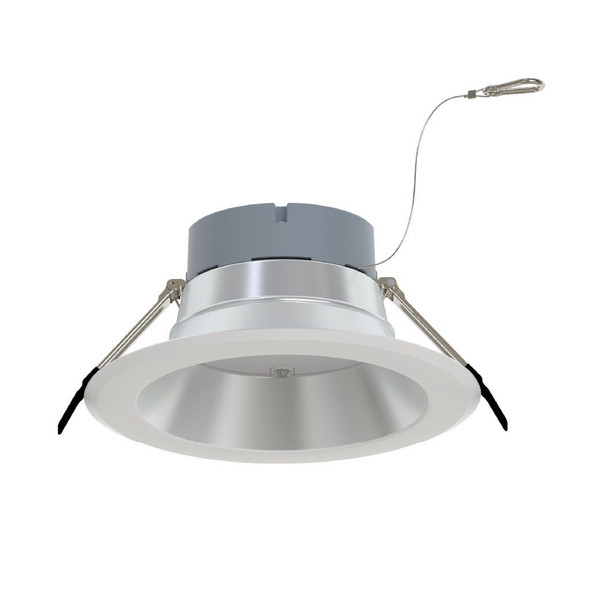 Retrofit Commercial Downlight with Emergency Battery Ready, 8", Lumen Selectable, Color Selectable 2700K/3000K/3500K/4000K/5000K, Haze Reflector with White Flange, Dual Dimming, 120-277V