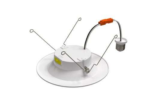 Residential Retrofit Downlight, 6", Color Selectable 2700K|3000K|3500K|4000K|5000K, Baffle Trim, 120V