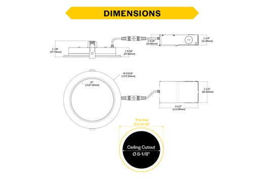 Halco Push Lens Slim Downlight, 6", Color Selectable 2700K/3000K/3500K/4000K/5000K, Baffle Trim, 120V