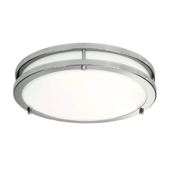 Flushmount Double Ring, 16", Color Selectable 2700K/3000K/3500K/4000K/5000K, Brushed Nickel, 120V, Microwave Motion Sensor