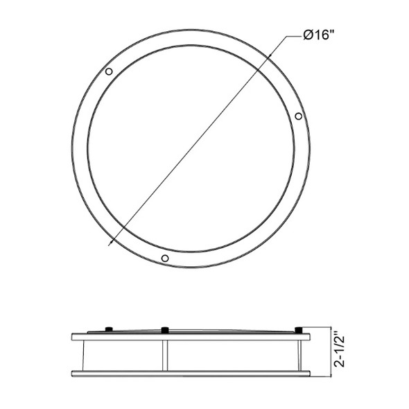 Flushmount Double Ring, 16", Color Selectable 2700K/3000K/3500K/4000K/5000K, Brushed Nickel, 120V, Microwave Motion Sensor