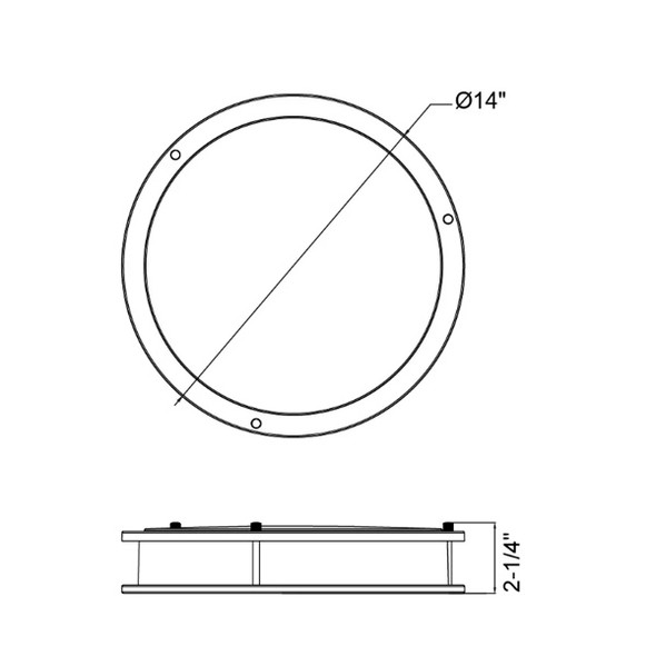 Flushmount Double Ring, 14", Color Selectable 2700K/3000K/3500K/4000K/5000K, Brushed Nickel, 120V, Microwave Motion Sensor