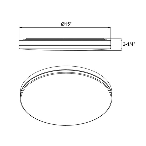 Flushmount Slim Drum Fixture, 15", Color Selectable 2700K/3000K/3500K/4000K/5000K, Black Trim, 120V, Triac Dimming