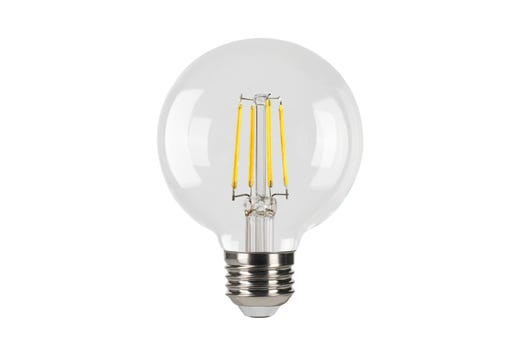 Decorative LED Filament Globe Lamp, G25, 5W, Clear, Filament LED Gen 4, E26 Base, Dimmable