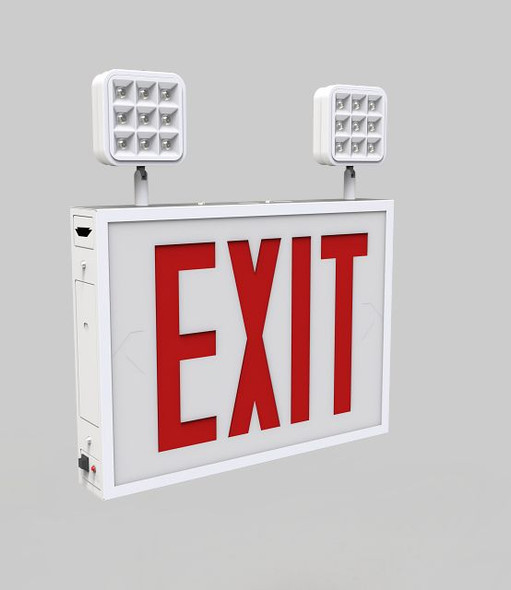 Exit Combo | Steel | Chicago Compliant | Style 1 | White Color | Single Facing | Red Lettering | 6500K Dual Heads | Surf - alternate image 2