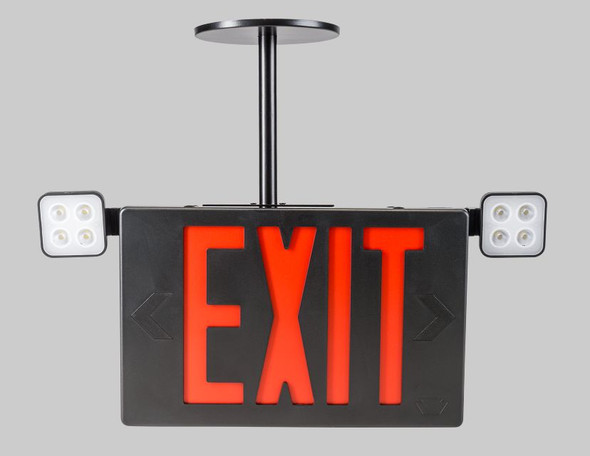Canopy Cover Feed Kit for Exit Signs | J-Box Mount | 5" Round | Black | Includes 6in & 18in Rigid 3 / 8 IPS Stems, 24in - alternate image 2