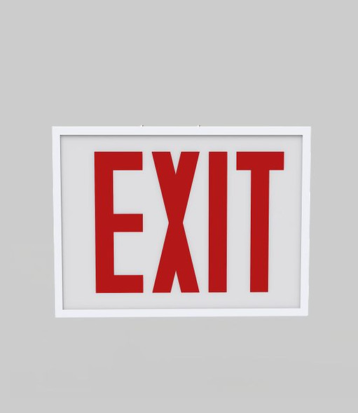 Exit Sign | Steel | Chicago Compliant | Style 1 | White Color | Single Facing | Red Lettering| Surface Mount | 120-277 V - main product image