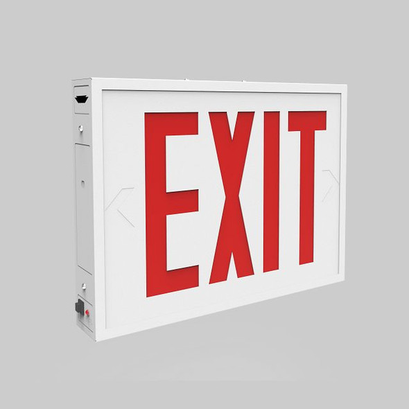 Exit Sign | Steel | NYC Compliant | Style 1 | White Color | Single Facing | Red Lettering| Surface Mount | 120-277 Vac I - main product image