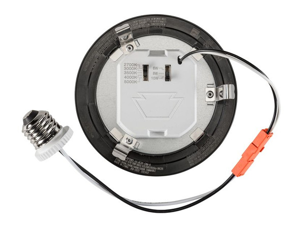 4" LED Regressed Smooth Wafer Downlight Retrofit | Black Trim | Power Select 10 / 8 / 6W | Color Select 2700 / 3000 / 35 - alternate image 2