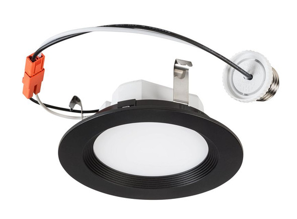 4" LED Regressed Baffled Wafer Downlight Retrofit | Black Trim | Power Select 10 / 8 / 6W | Color Select 2700 / 3000 / 3 - main product image