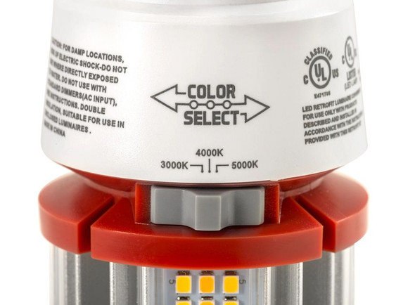 LED HID Replacement lamp feat. Power Select & Color Select. 27 / 22 / 18W, 3000 / 4000 / 5000K, 120-277V Input, EX39 Bas - alternate image 2