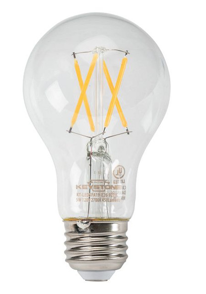 A19 Filament Bulb, 40W Equivalent, E26 Medium Base, 2700K, 90CRI, Clear - main product image