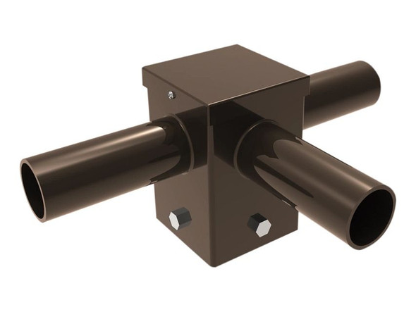 Pole Mount Triple 2 3 / 8" Tenon, Top Mount Horizontal 90 Deg for 4" Square Pole, Bronze - main product image