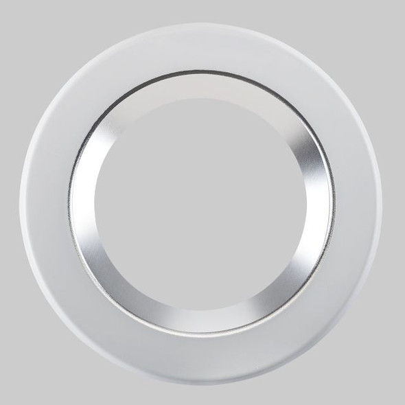 4in Hazy Chrome Reflector with White Flange Trim for Commercial Downlights - main product image