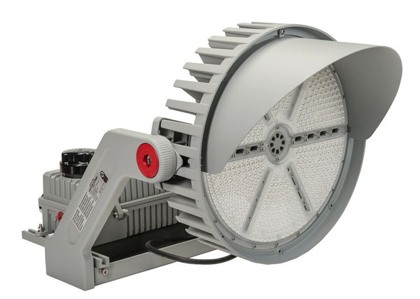 500W LED Sports Light Flood, 5000K, 70 CRI, 30° Beam Angle, 120-277V Input, 0-10V Dimmable, Yoke Mount and Glare Shield - main product image