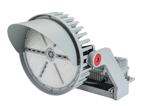 500W LED Sports Light Flood, 5000K, 70 CRI, 30° Beam Angle, 208-480V Input, 0-10V Dimmable, Yoke Mount and Glare Shield - main product image