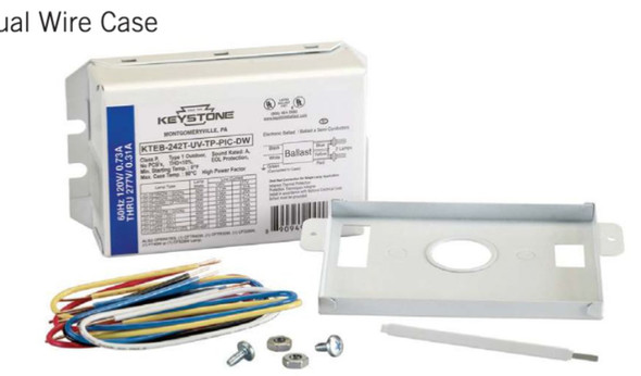 1 or 2x 42W 4-pin CFL, Rapid Start, 120-277V, side & bottom poke-in Connectors, Ballast Replacement KIT with stud plate - main product image