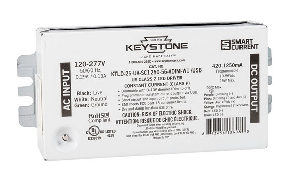 Programmable Constant Current LED Driver, 25W, 420-1250mA Output, 120-277V Input, 0-10V Dimming, Programmable via Smart - alternate image 2