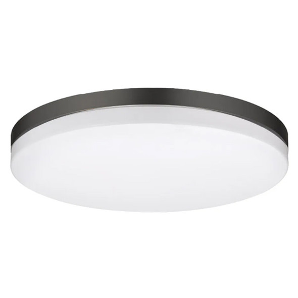 Halco Flushmount Slim Drum Fixture, 15", Brushed Nickel and Black Trim, Selectable CCT 2700K/3000K/3500K/4000K/5000K, 25W, 1750lm, 120V, Triac Dimming, White Plastic Lens, Microwave Motion Sensor