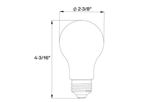 Decorative LED Filament A19 Lamp, 8.8W, 800 lumens, 2700K, 90 CRI, E26 base, Clear, Silver Bowl, Dimmable, 120V