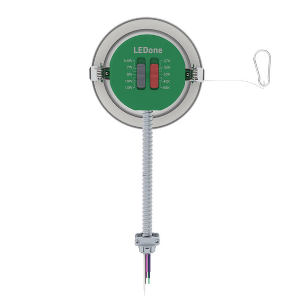 LEDone LOC-4CDL-MW13W5CCT LED Commercial Down Light, 4", 5-Wattage Selectable, 5-CCT Selectable, 120-277V