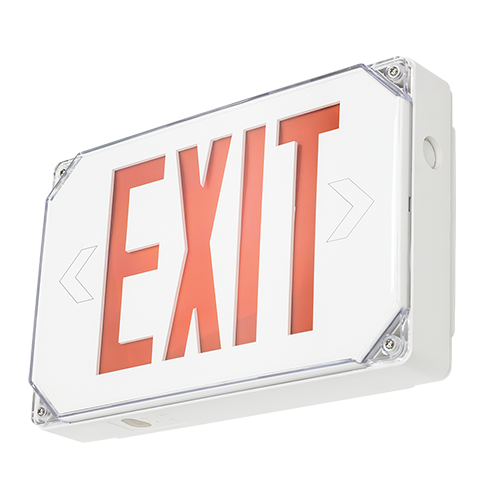 WXS Wet Location Exit Sign, Red Lettering, 90-Min Battery Backup