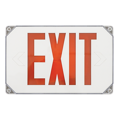 WXS Wet Location Exit Sign, Red Lettering, 90-Min Battery Backup