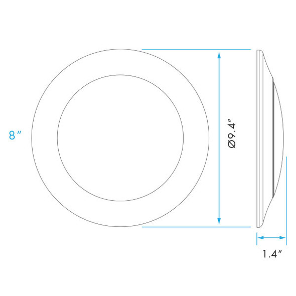 Lum-Tech Lighting LT23865 LED Surface Mount Disk Light, 8", 27W, 2000 lm, 120V, 5CCT Selectable 2700K/3000K/3500K/4000K/5000K, 110° Beam, CRI 80, Triac Dimmable, Wet Location Rated, ETL Listed