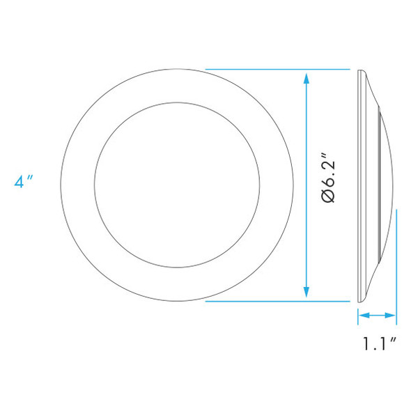 Lum-Tech LT23861 LED Surface Mount Disk Light, 4", 10W, 600 lm, 120V, 5CCT Selectable 2700K/3000K/3500K/4000K/5000K, TRIAC Dimmable, CRI 90, Wet Location Rated