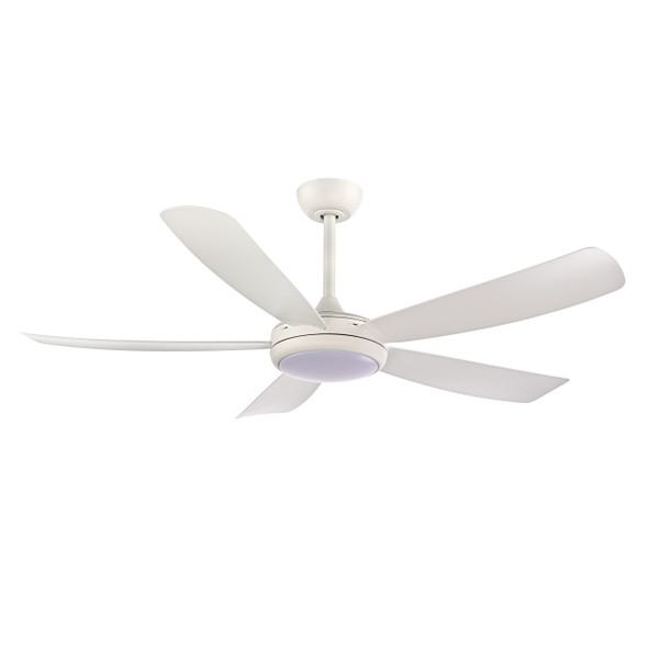 Airstra 52" 5-Blade LED Indoor/Outdoor Ceiling Fan, Matte White, Matte White Blades, 120V, 20W, 3000K/3500K/4000K