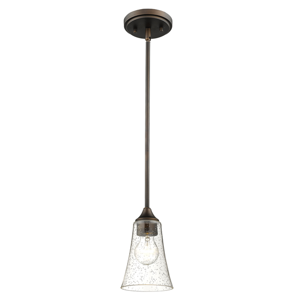 Millennium Lighting Natalie 1461 One-Light Mini Pendant, Rubbed Bronze, 1-Light, Medium E26 Base, 100W, 120V, Clear Seeded Glass, Dry Location