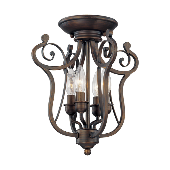 Millennium Lighting 1144-RBZ Four Light Semi-Flush, 4-Light, Rubbed Bronze, 120V, E12 Candelabra Base
