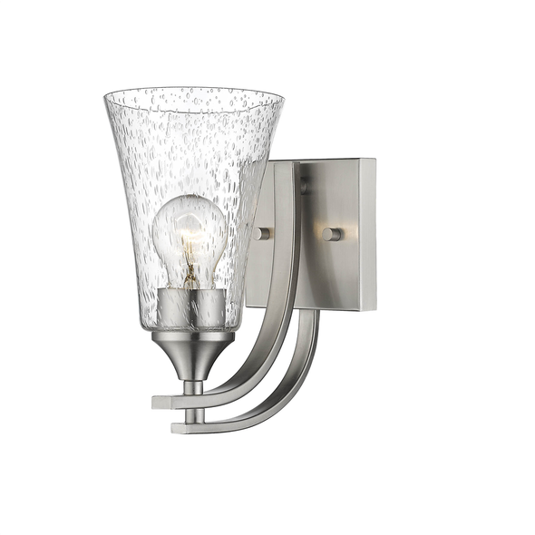 Millennium Lighting Natalie One Light Vanity, Satin Nickel, 1-Light, Medium (E26), 100W, 120V, Clear Seeded Glass