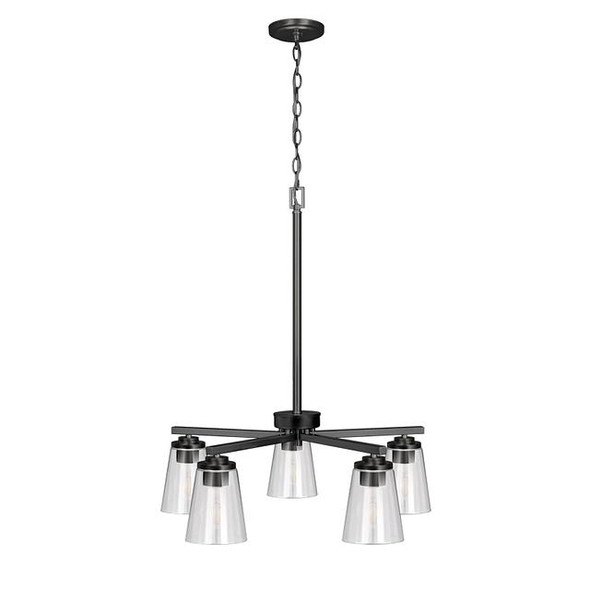 Craydon Chandelier, 5-Light, Frosted White Glass, Black|Brushed Nickel|Aged Brass