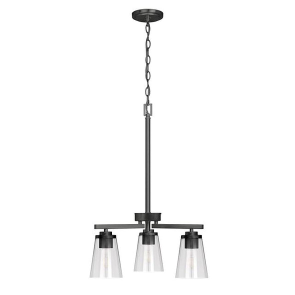 Craydon Chandelier, 3-Light, Clear Glass, Black/Brushed Nickel/Aged Brass, 120V