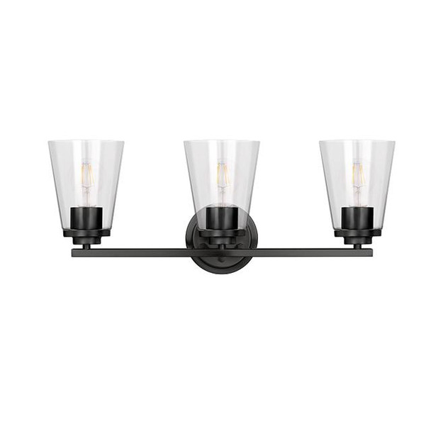 Craydon Vanity, 3-Light, Clear Glass, Black|Brushed Nickel|Aged Brass