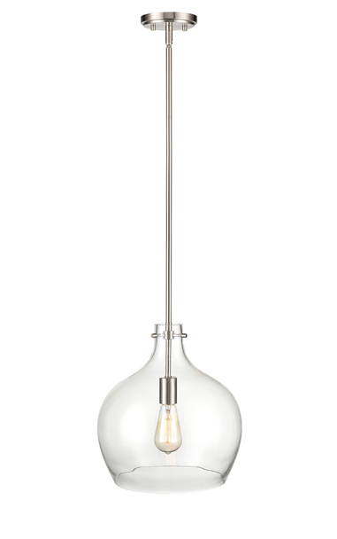 Millennium Lighting 2071 One Light Mini-Pendant, Brushed Nickel, 1-Light, Medium E27 Base, 100W, 120V, Clear Glass