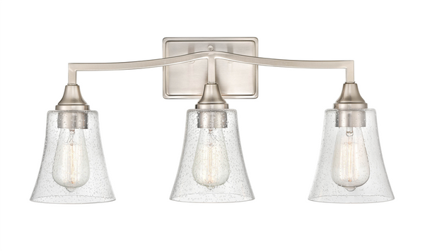 Millennium Lighting Caily 2103 Three-Light Vanity, Brushed Nickel, 3-Light, Medium E26 Base, 120V, Clear Seeded Glass