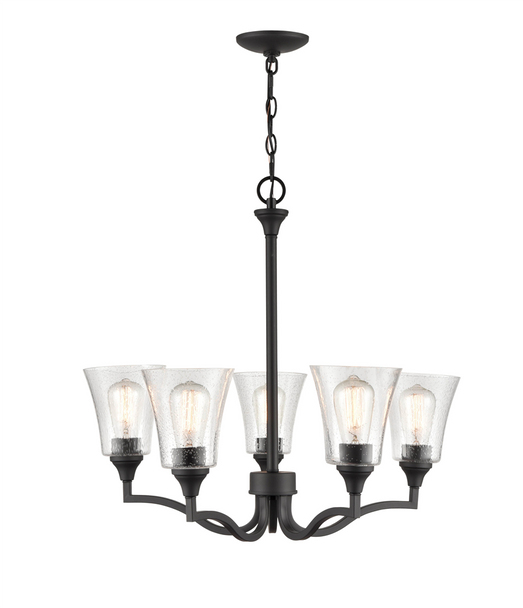Millennium Lighting Caily Five Light Chandelier, Matte Black, 5-Light, Medium E26 Base, 120V
