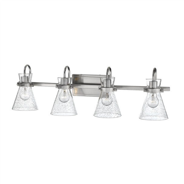 Millennium Lighting Layton Four Light Vanity, 4-Light, Brushed Nickel, Clear Seeded Glass, 120V